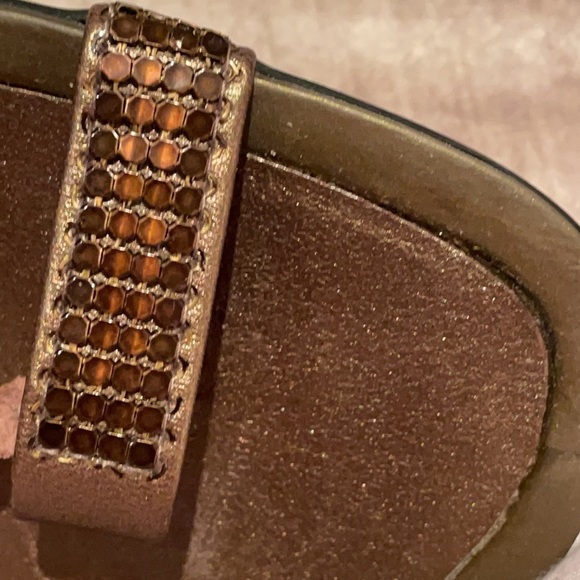 STUART WEITZMAN Bronze Mesh Gladiator Slide Thong Sandals - Picture 9 of 12